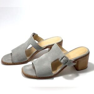 Rag & Bone Gray Suede Studded Open Toe Slip On Heels Sandals - 38.5
